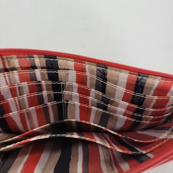 Coach Wristlet Purse Wallet Red Poppy Daisy Patent Leather Trim Canvas - Picture 4 of 6